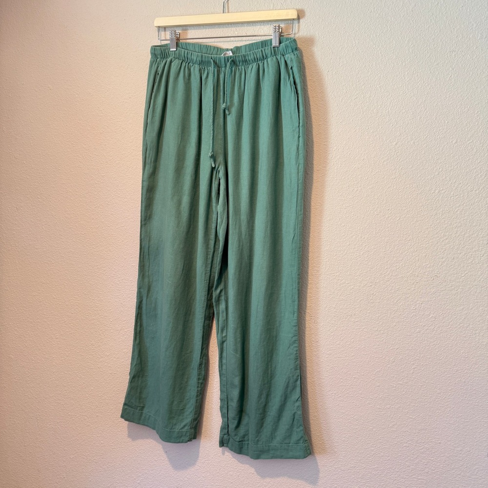 Cotton On Sage Green Wide Leg Elastic Waist Drawstring Pants Womens Size 8 US